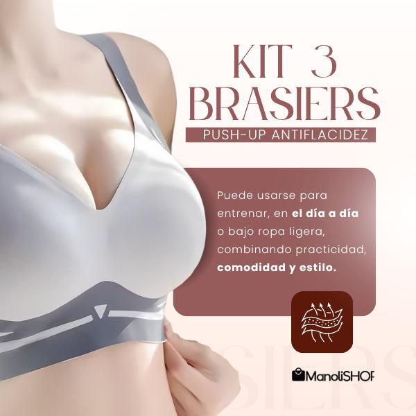 KIT 3 BRASIERS PUSH-UP ANTIFLACIDEZ